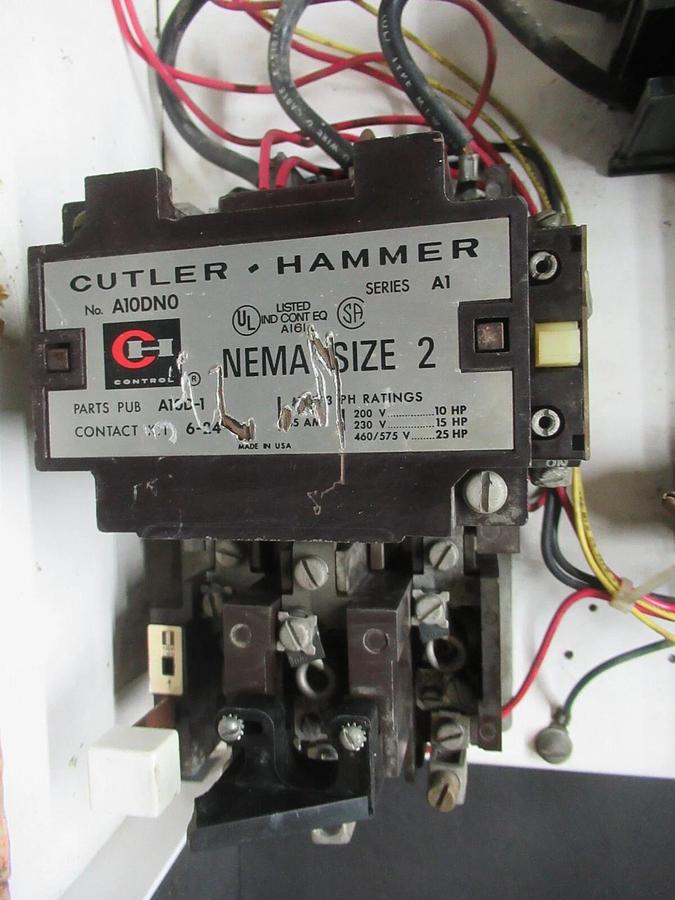Used CUTLER HAMMER MOTOR STARTER CONTROL 17" W/ A10DN0 NEMA SIZE 2 30 AMP 600 VAC