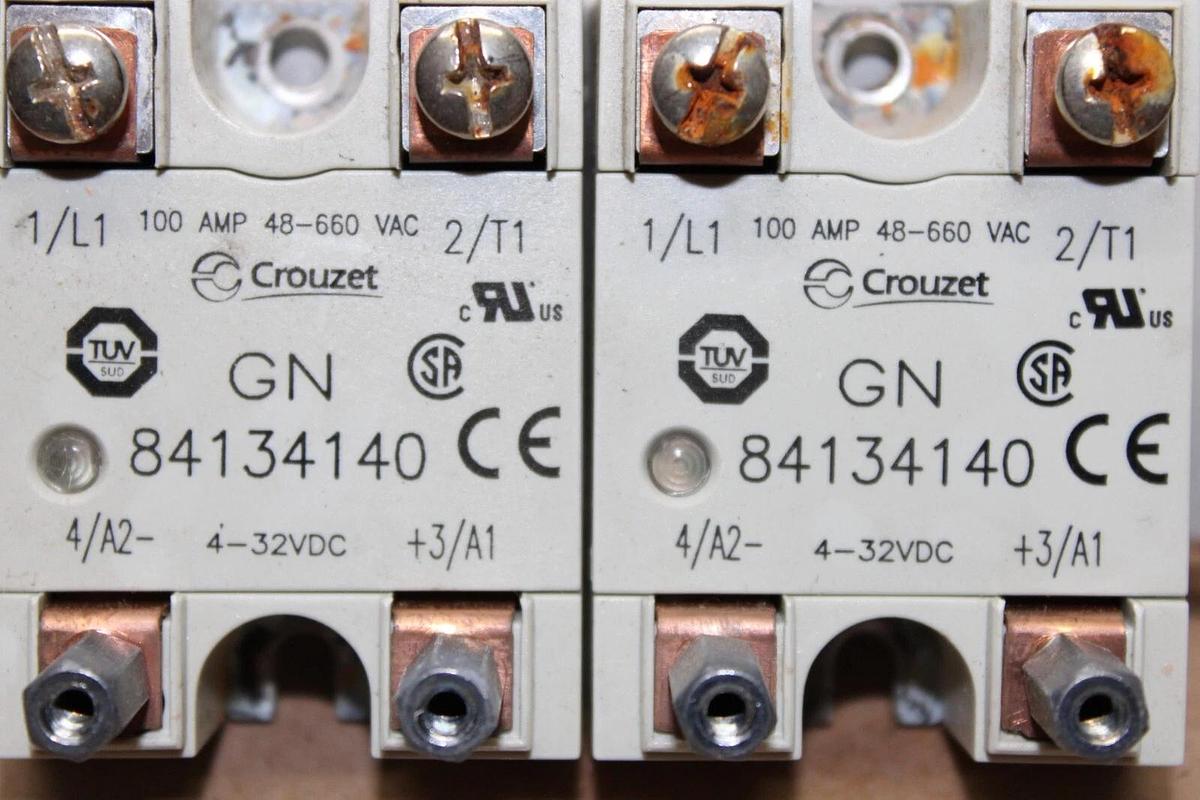 Used LOT OF 2 CROUZET SOLID STATE RELAY GN-84134140 100 AMP 600 VAC 32 VDC