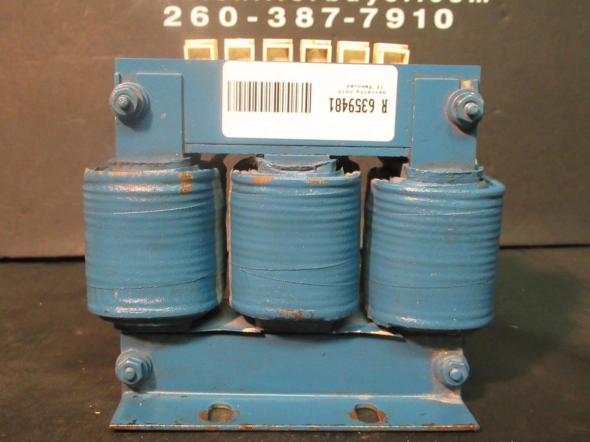Used ALLEN BRADLEY 3 PH REACTOR CAT# 1321-3R18-B P/N: 162727 1.5 mH 27 AMP 600 V MAX