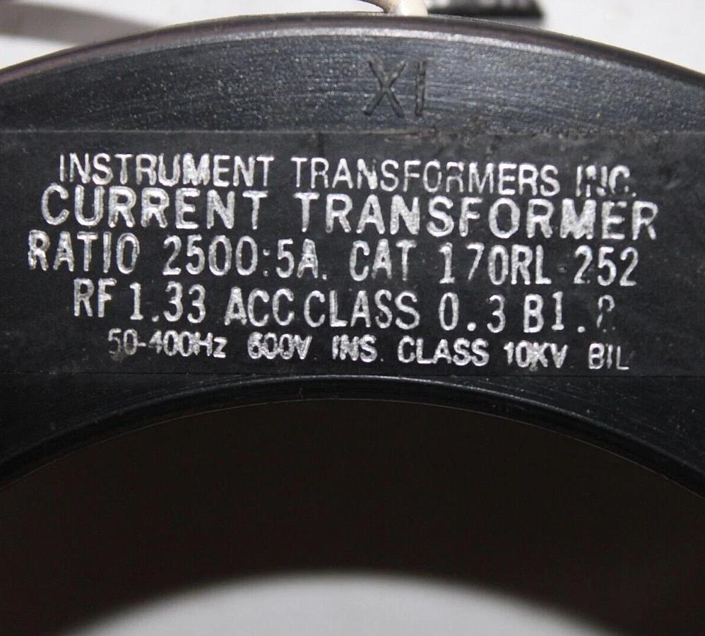 Used INSTRUMENT TRANSFORMERS CURRENT TRANSFORMER 170-RL-252 2500:5 50-400HZ 600V