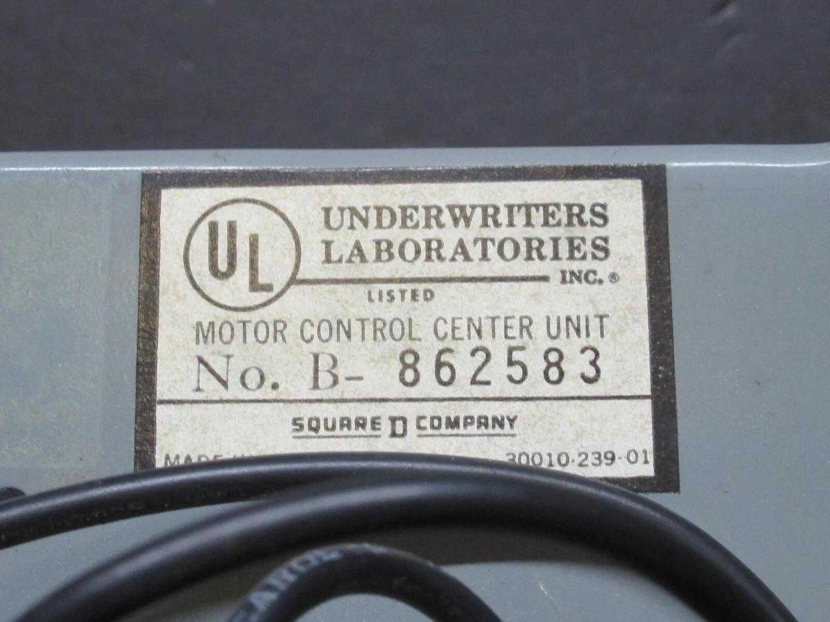 Used SQUARE D MCC MOTOR CONTROL STARTER 12" MODEL 4 W/ 8536SCO3 STARTER NEMA 1 12 AMP