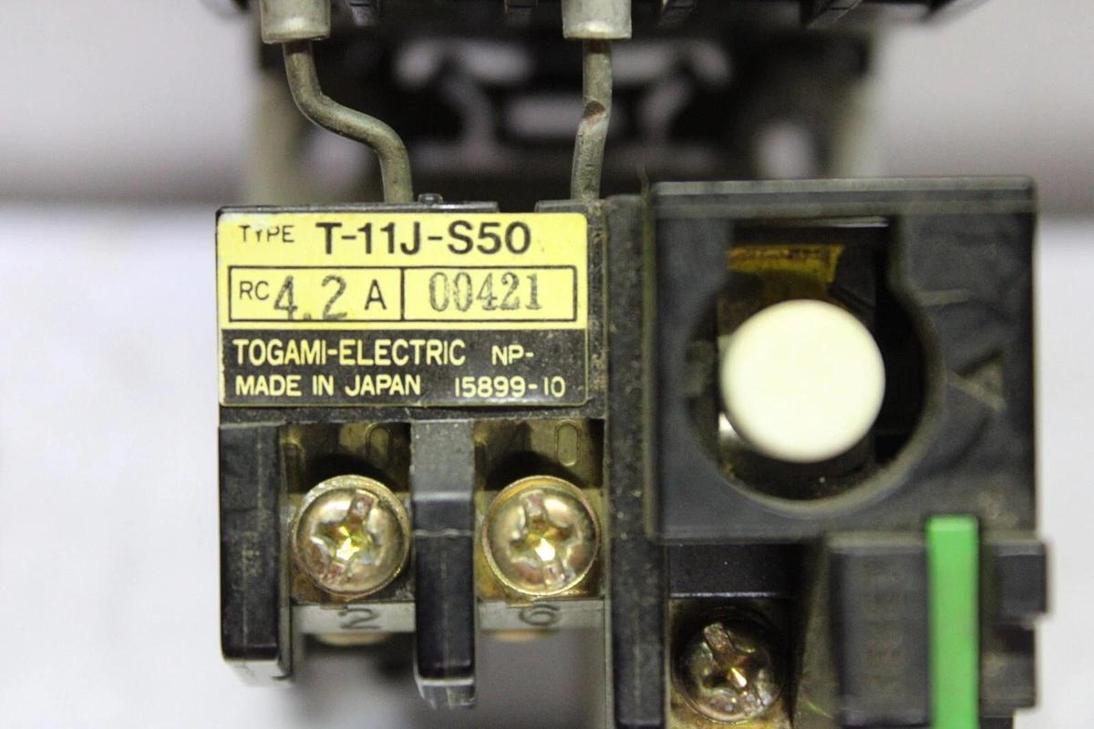 Used TOJAMI MAGNETIC SWITCH STARTER T-11J-S50 4.2 AMP W/ CLK-15JT40-P12 RELAY
