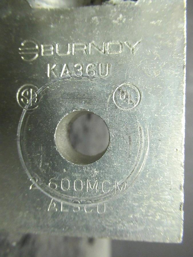 Used (3) QTY BURNDY KA36U 1 (SINGLE) BARREL MECHANICAL CONNECTOR LUG TAP 600 MCM - 2