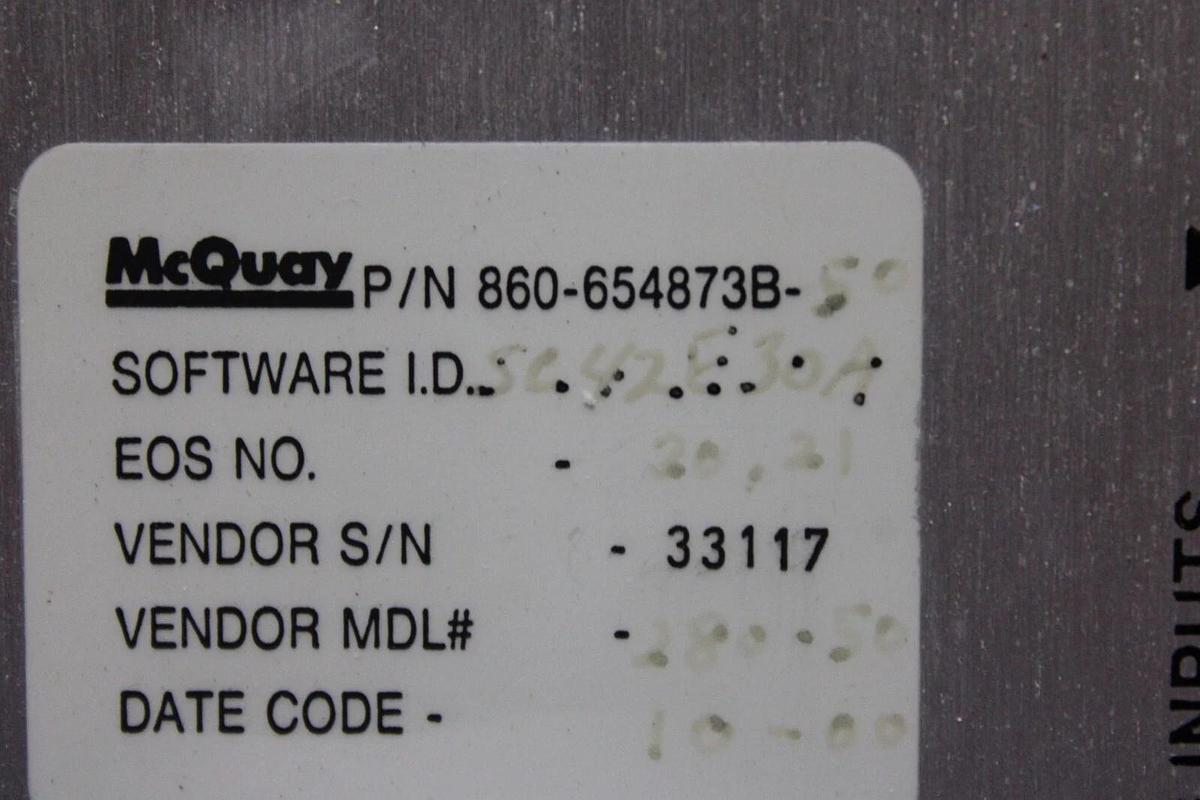 Used MCQUAY CHILLER CONTROL MODULE 860-654873B-50 005-000280-50 REV. H