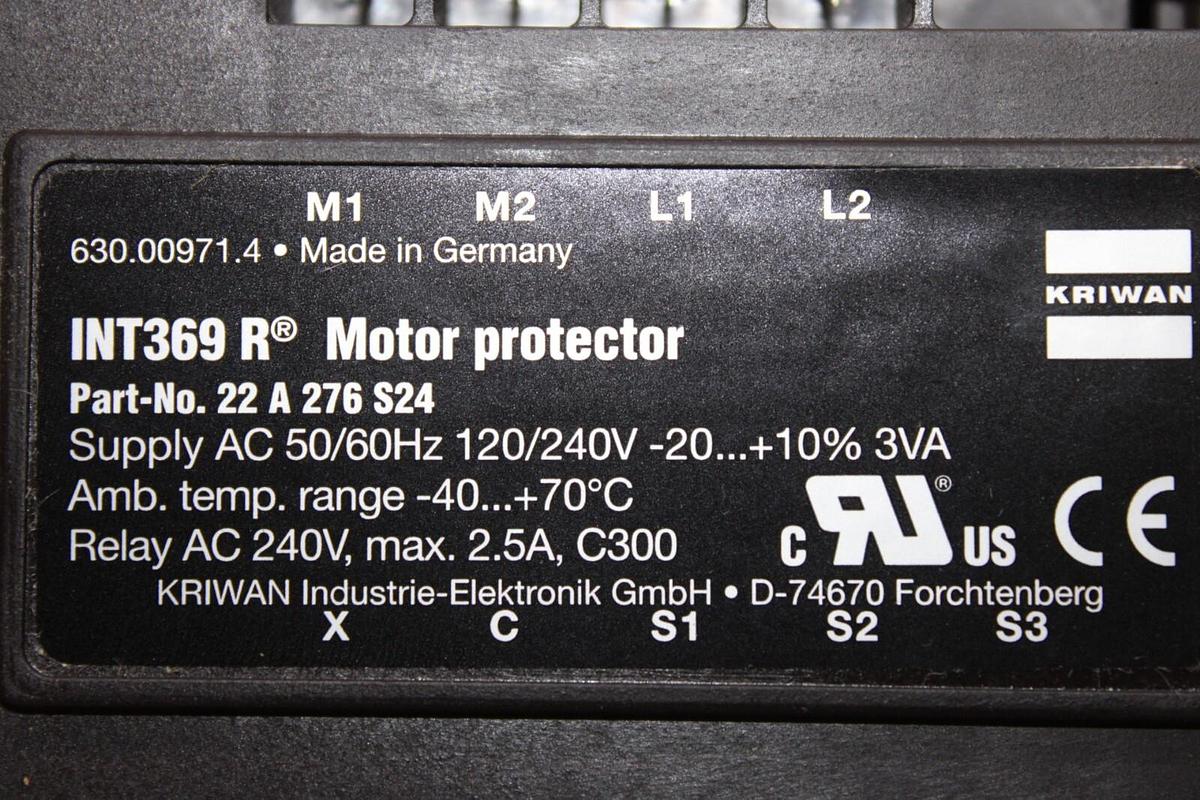 YORK KRIWAN MOTOR PROTECTOR 025-46155-101 22-A-276-S24 240 VAC 2.5 AMP