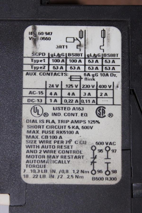 Used SIEMENS OVERLOAD RELAY 3RB1026-2QB0 6-25 AMP 600 VOLT 3-POLE **WARRANTY**