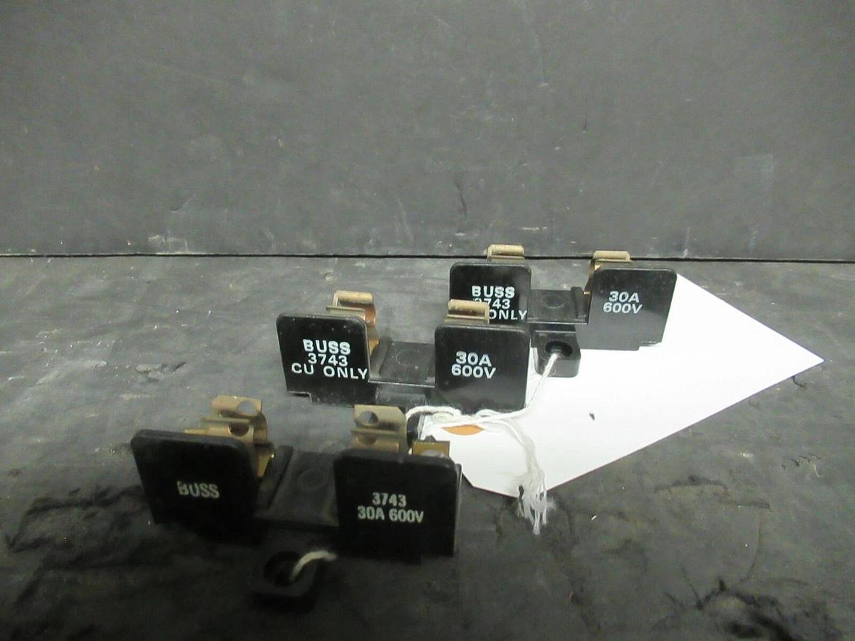 Used LOT OF 3 BUSS BUSSMANN FUSE HOLDERS 3743 FOR 30 AMP 600 V FUSES **WARRANTY**