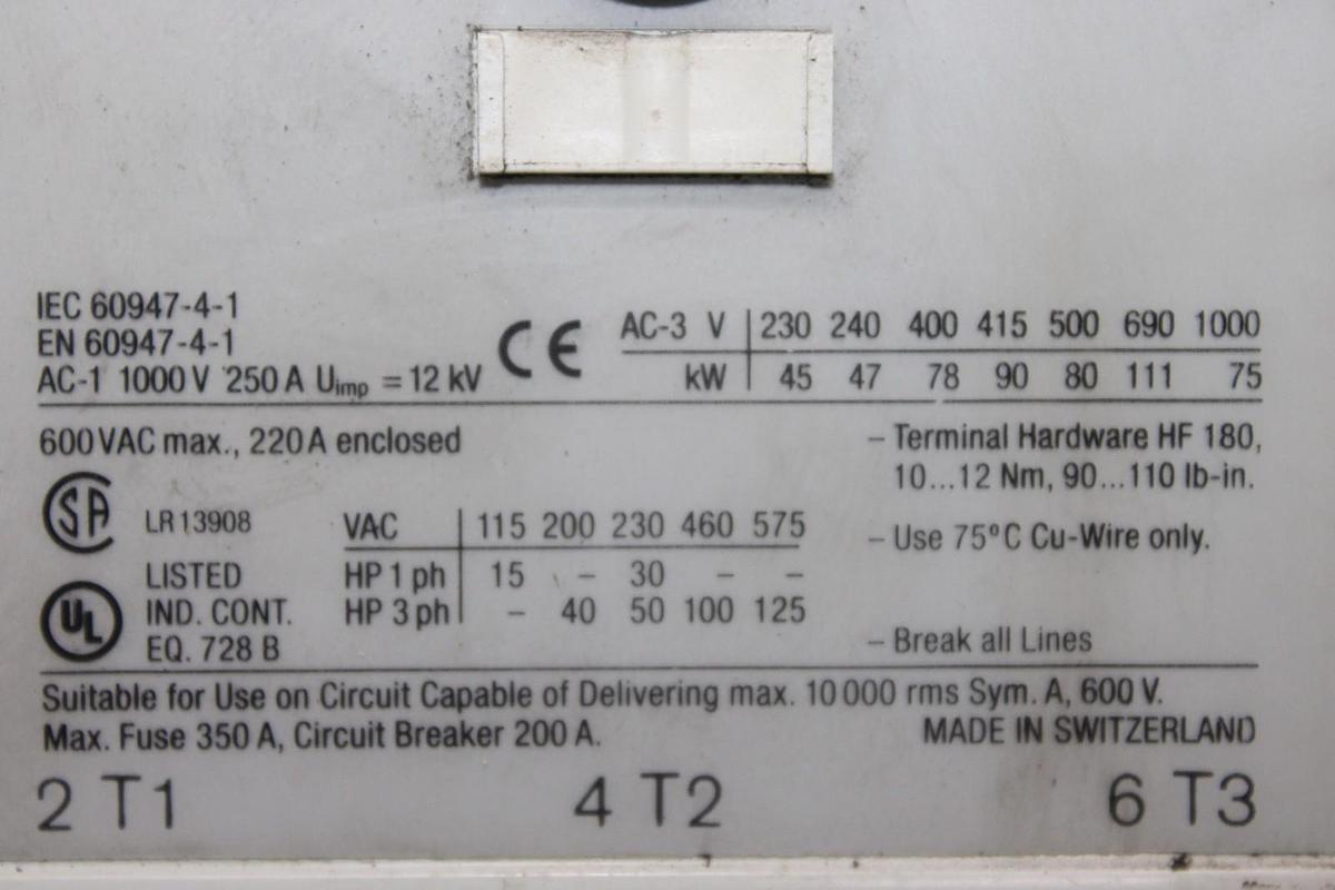 Used ALLEN BRADLEY CONTACTOR 100-D140 200 AMP 600 VAC 3-POLE 125 HP *WARRANTY*
