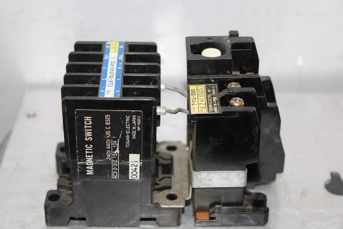 Used TOJAMI MAGNETIC SWITCH STARTER T-11J-S50 4.2 AMP W/ CLK-15JT40-P12 RELAY
