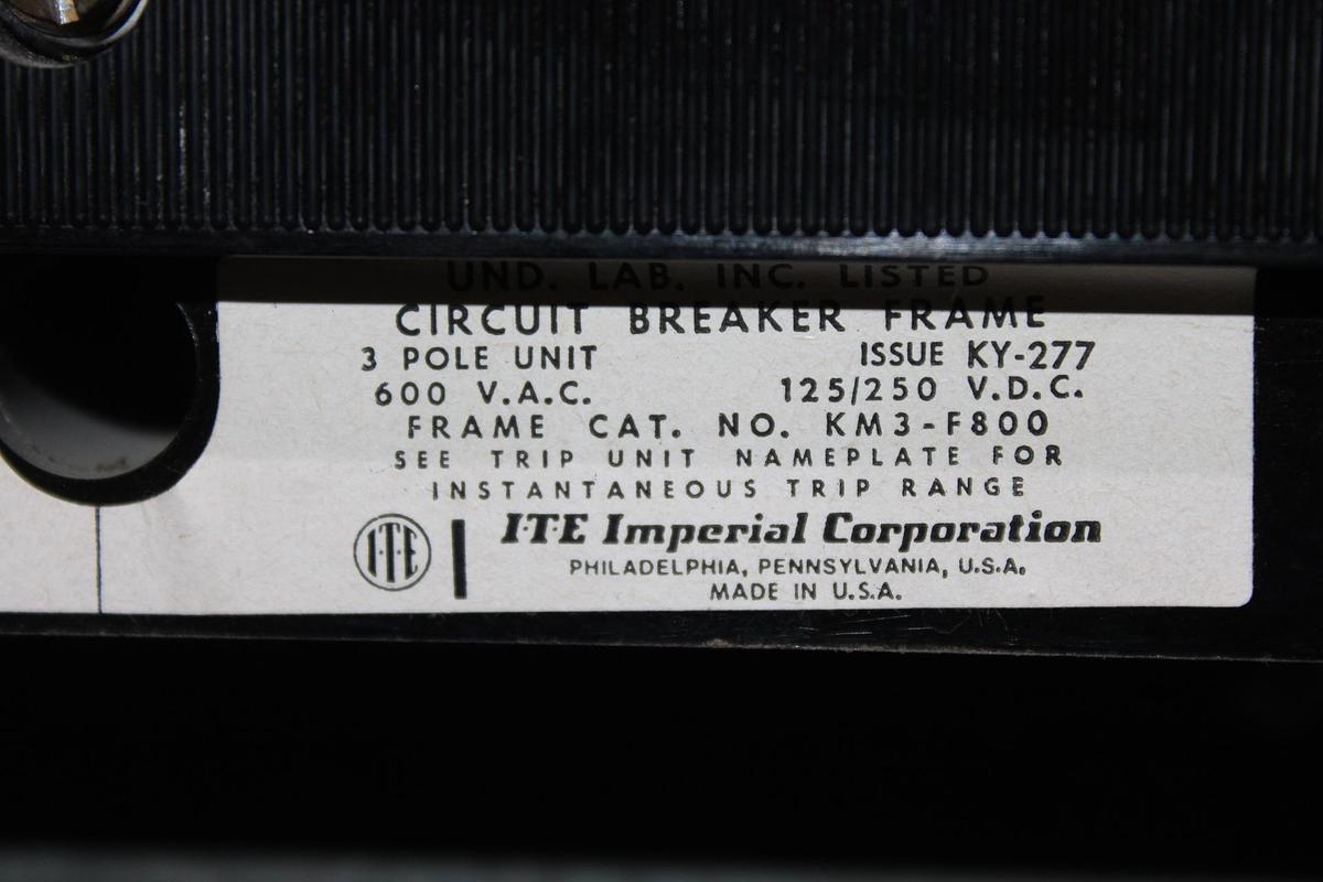 Used ITE CIRCUIT BREAKER JJ3-B250 250 AMP 600 VOLT 3-POLE