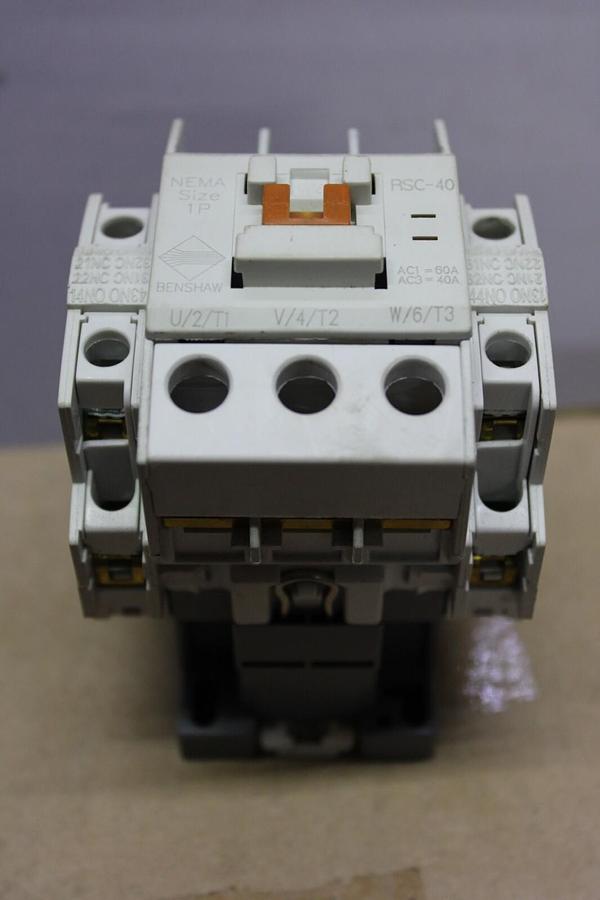 Used BENSHAW CONTACTOR RSC-40 50 AMP 600 VAC NEMA 1P 3-PHASE 25 HP COIL: 120 VAC