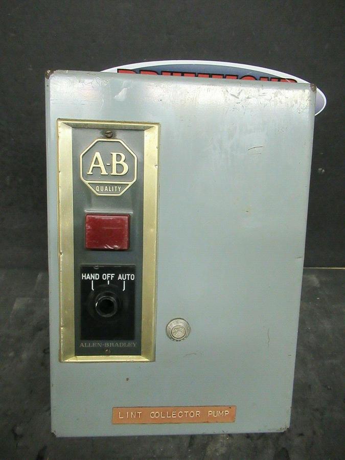 Used ALLEN BRADLEY ENCLOSED STARTER SIZE 0 NEMA TYPE 1 509-AAD SER. B W/ 509-AOD