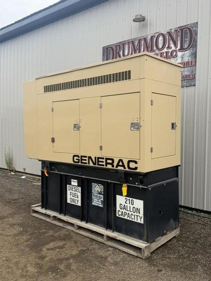 Used 60 KW DIESEL GENERATOR GENERAC 120/240 VOLT ONLY 252 HRS SOUND ENCLOSED VIDEO