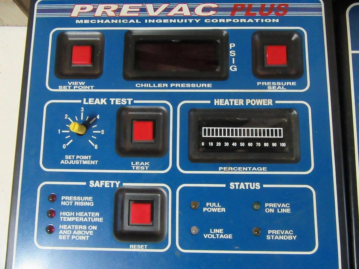 Used MECHANICAL INGENUITY PRELERT & PREVAC CHILLER PRESSURE / LEAK PREVENTION SYSTEM