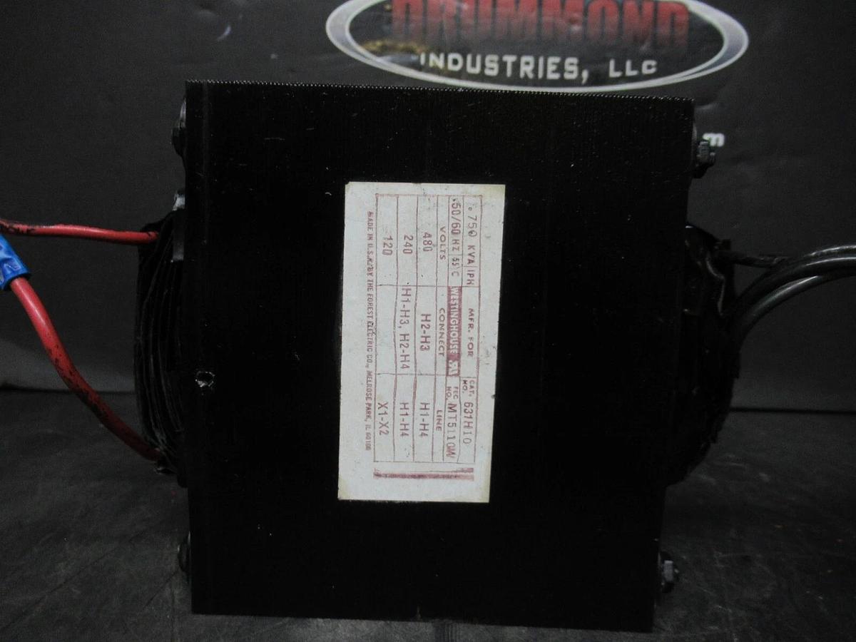 Used WESTINGHOUSE TRANSFORMER 631H10 480 VOLT CONNECT 120 VAC LINE 0.75 KVA MT5110W