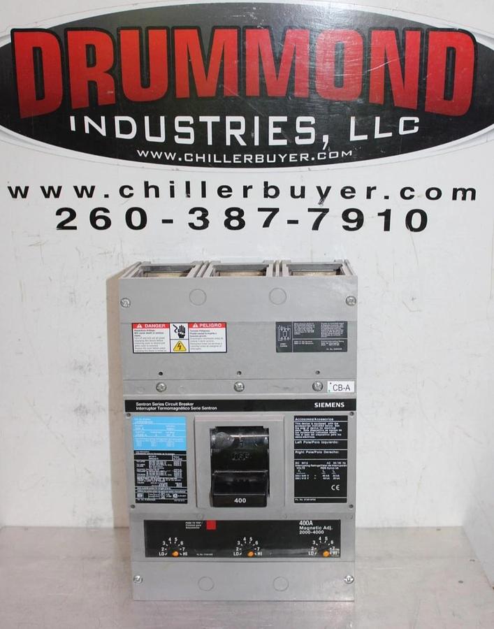 Used SIEMENS SENTRON CIRCUIT BREAKER JXD63B400 400 AMP 3-POLE 600 VAC JXD6-A