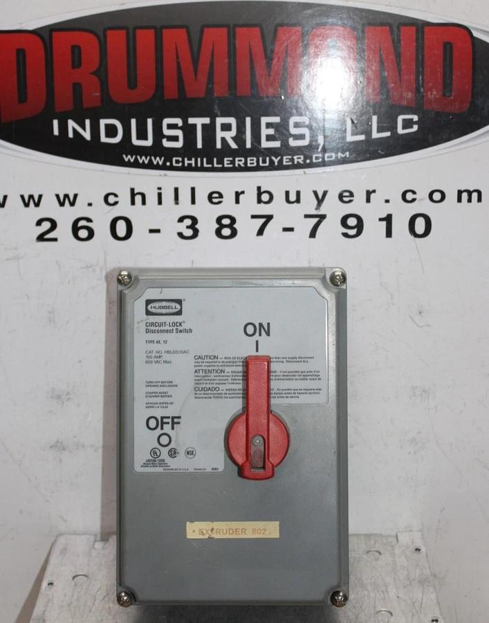 Used HUBBELL SAFETY DISCONNECT ENCLOSURE HBDLS10AC 100 AMP 600 VAC W/ HBDL60100RS