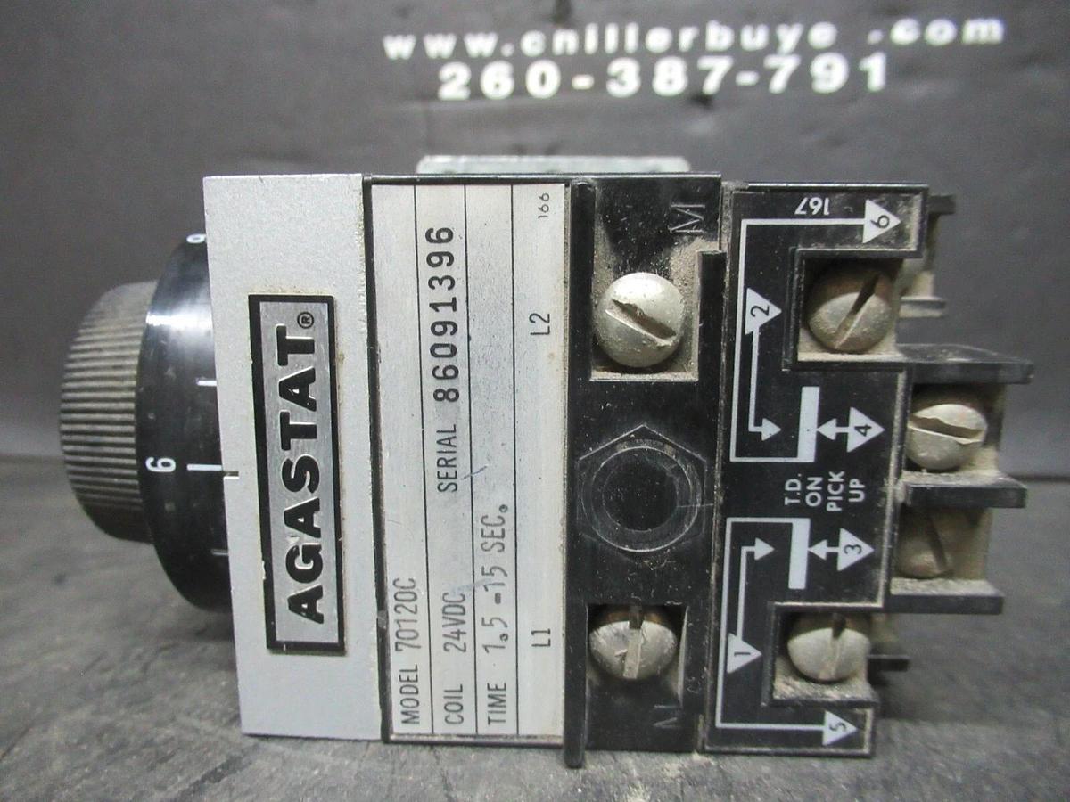 Used AGASTAT TIME DELAY RELAY 1.5-15 SECONDS 7012OC 24 VDC VOIL 600 VAC 10 AMP