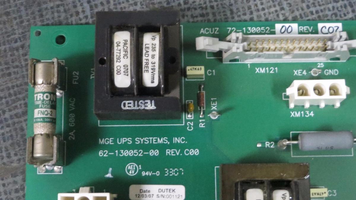 Used MGE UPS SYSTEMS CIRCUIT BOARD ACUZ MODEL: 72-130052-00 REV C