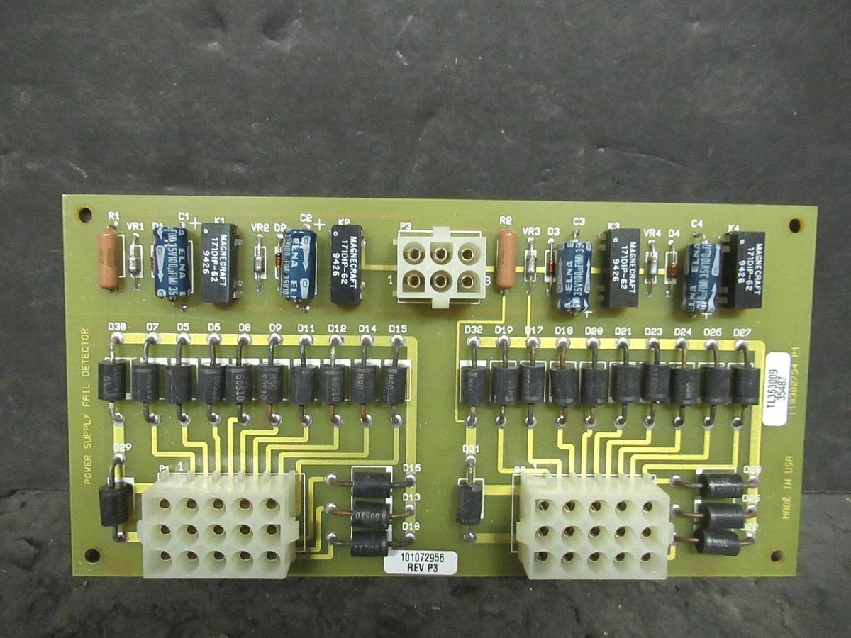 Used EXIDE 101072956 REV P3 POWER SUPPLY FAIL DETECTOR CIRCUIT BOARD 118302754 P1