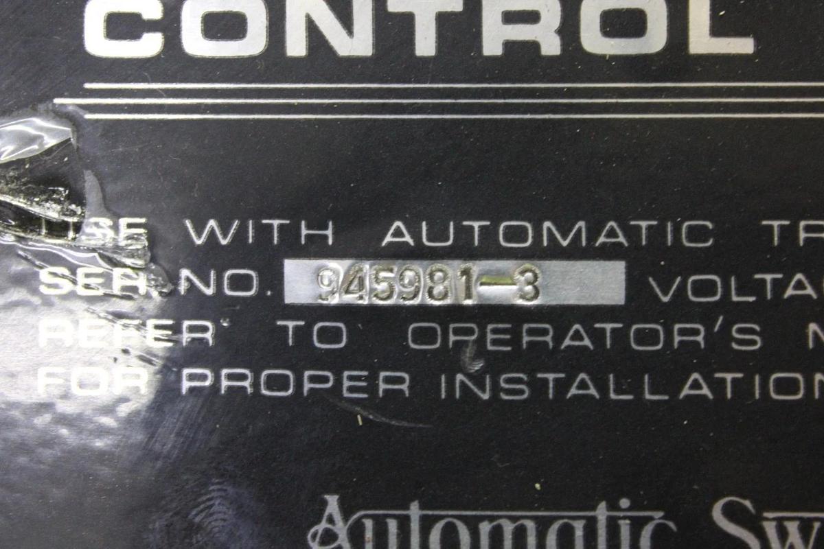 Used ASCO AUTOMATIC TRANSFER SWITCH CONTROL PANEL 945981-3 208/120V 60 HZ ID-4800