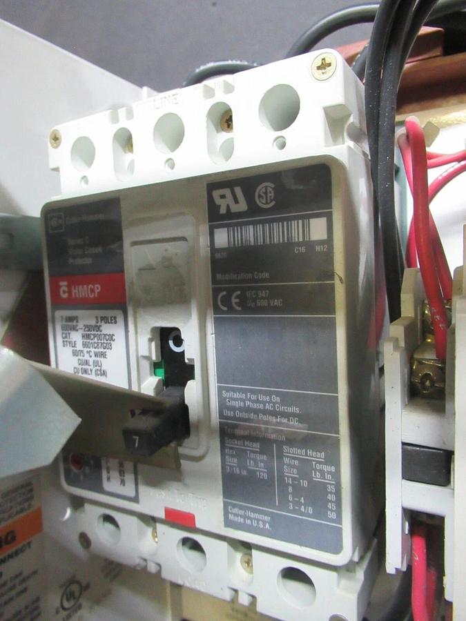 Used CUTLER HAMMER MOTOR STARTER CONTROL BUCKET MODEL: 2100 12" NEMA SIZE 1 7 AMP