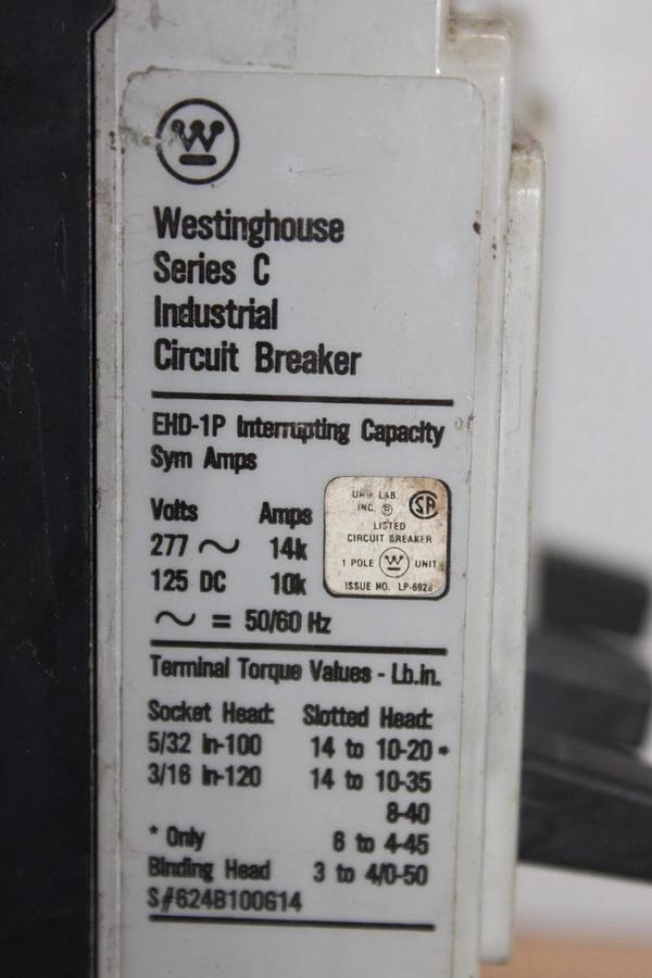 Used LOT OF 3 WESTINGHOUSE EHD1020 20 AMP 277 VAC SINGLE POLE *WARRANTY*