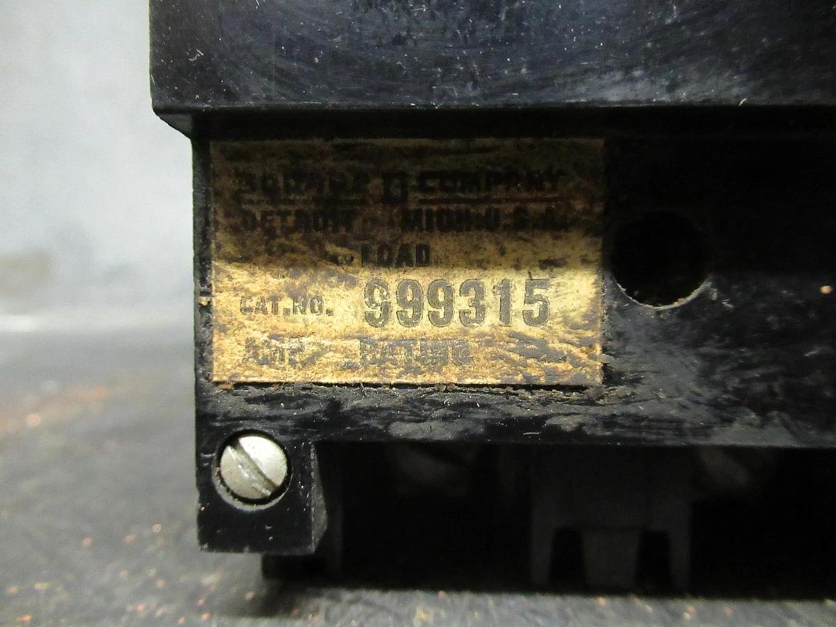Used 15 AMP SQUARE D BREAKER 999315 600 VAC 3 POLE W/ LUGS **WARRANTY INCLUDED**