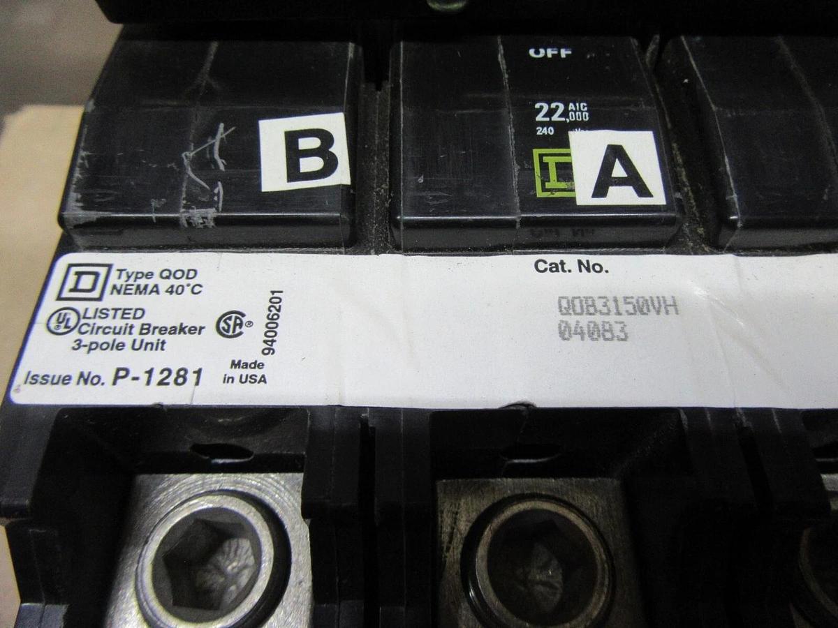 Used SQUARE D CIRCUIT BREAKER QOB3150VH 150 AMP 240 VAC 3-POLE **WARRANTY**