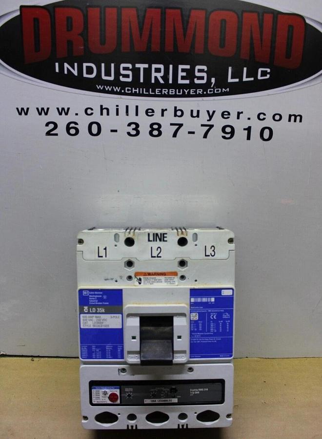 Used CUTLER HAMMER CIRCUIT BREAKER LD3600F 600 AMP 3-POLE 600 VAC LD-35K