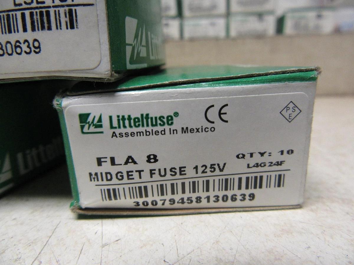 Used FLA8 NEW BOX OF 10 LITTELFUSE FLA 8 AMP TIME DELAY NIB 125V MIDGET FUSE