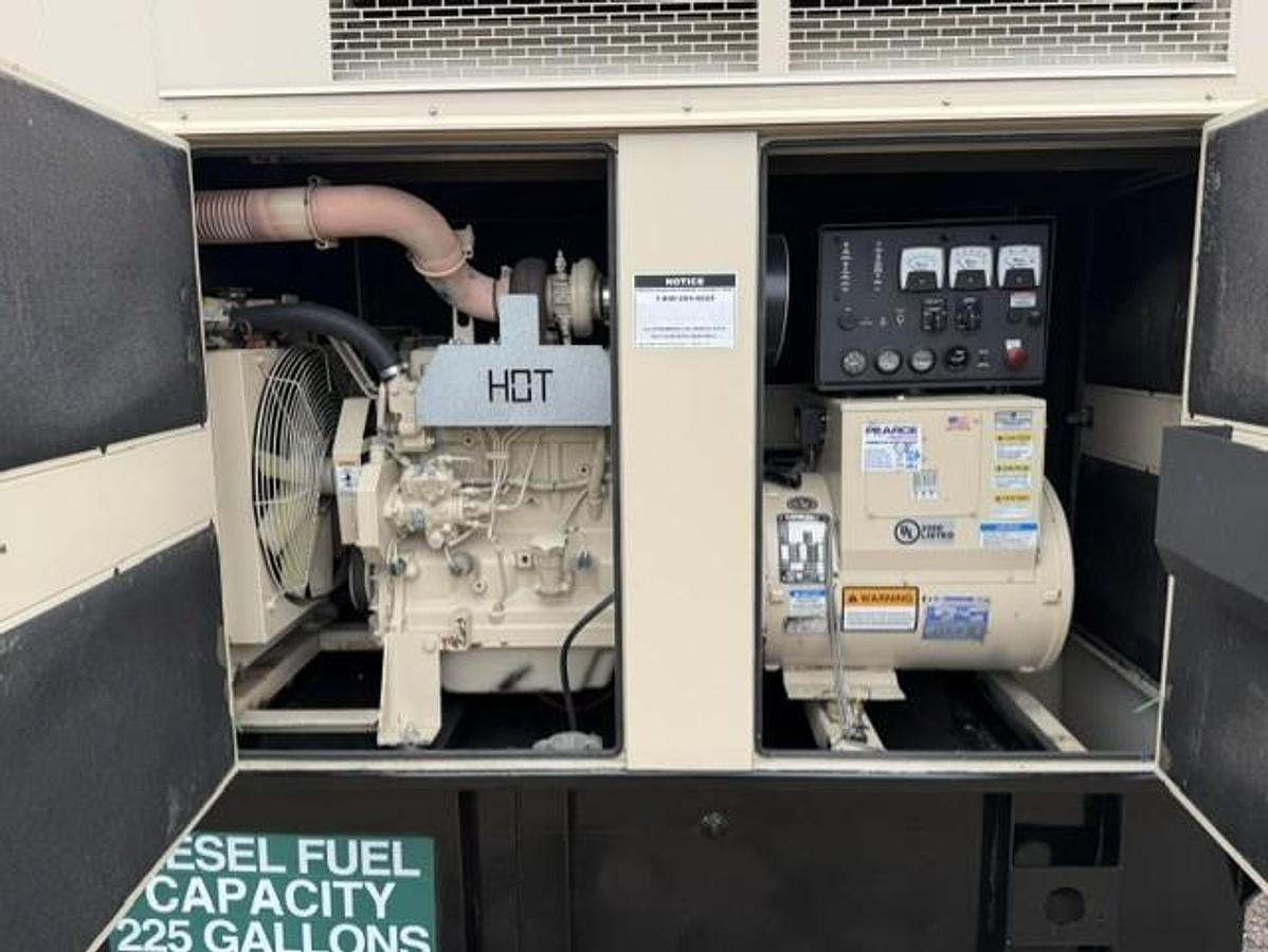 Used 60 KW DIESEL GENERATOR KATOLIGHT 120/240V RE-CONNECTABLE SOUND ENCLOSED 593 HRS