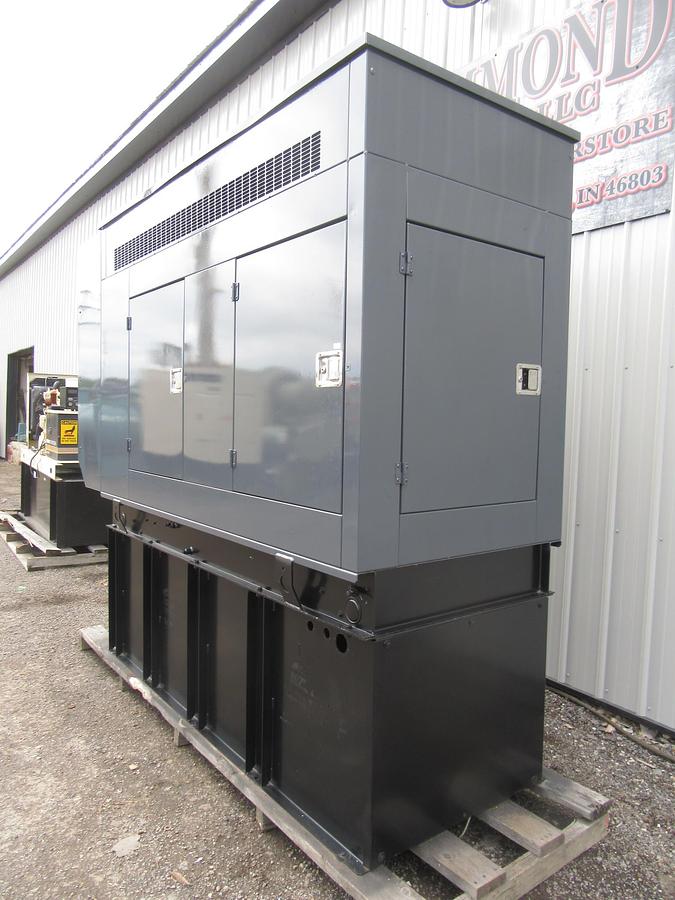 Used 60 KW DIESEL GENERATOR GENERAC 120/240 VOLT ONLY 355 HRS SOUND ENCLOSED VIDEO
