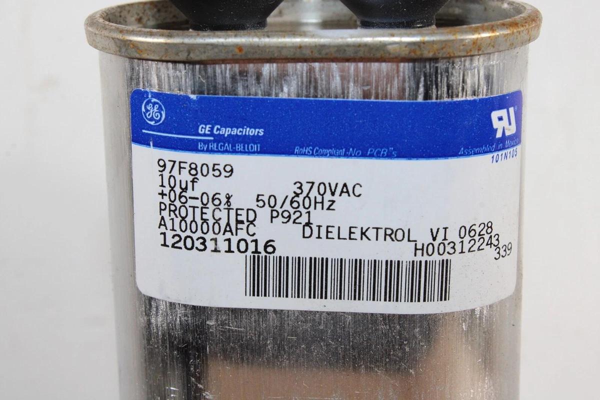Used LOT OF 2 GE CAPACITOR 97F8059 10uF 370 VAC 50/60HZ ±6% NON-PCB *WARRANTY*