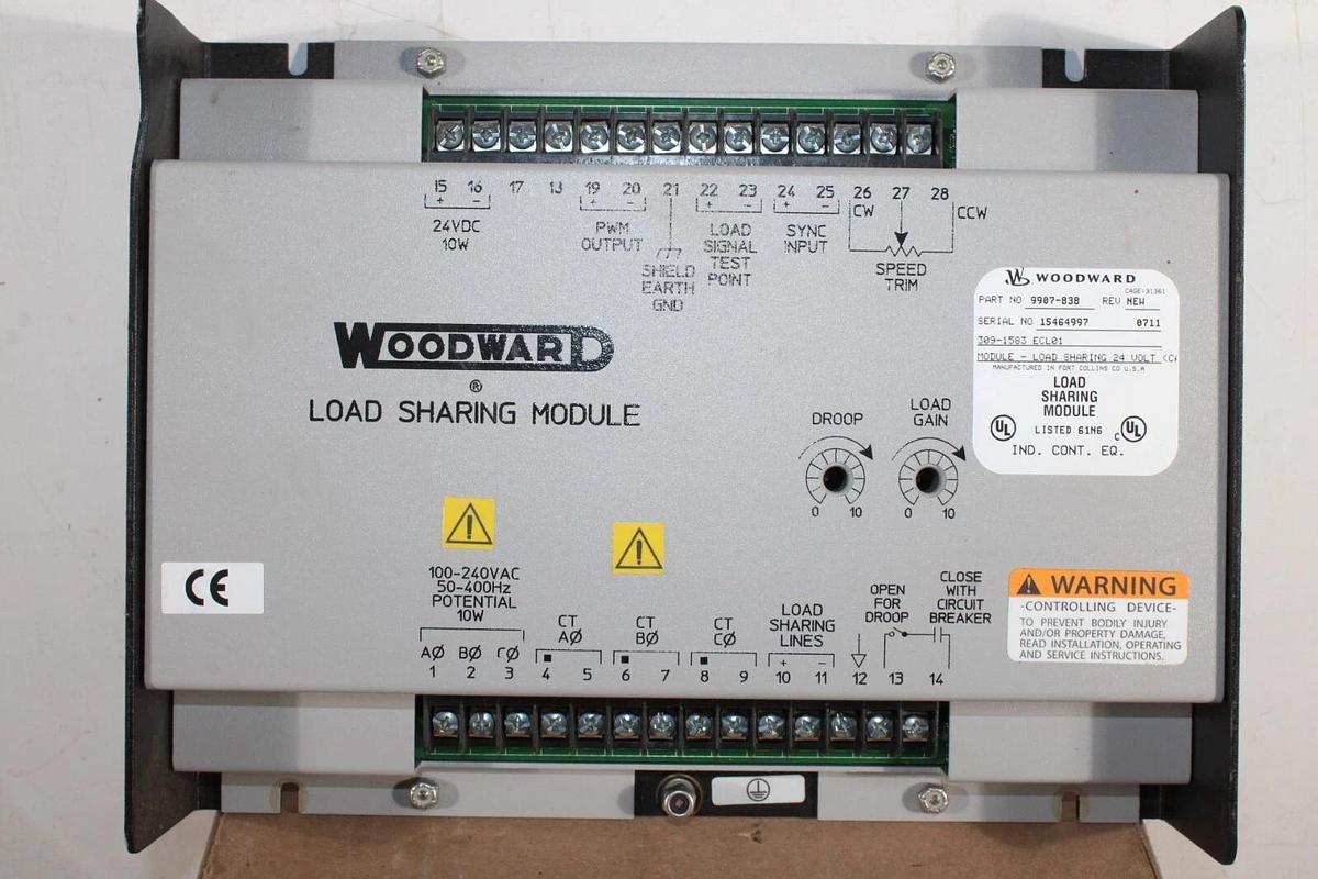 Used WOODWARD LOAD SHARING MODULE 9907-838 REV. NEW 309-1583-ECL01 24 VOLT