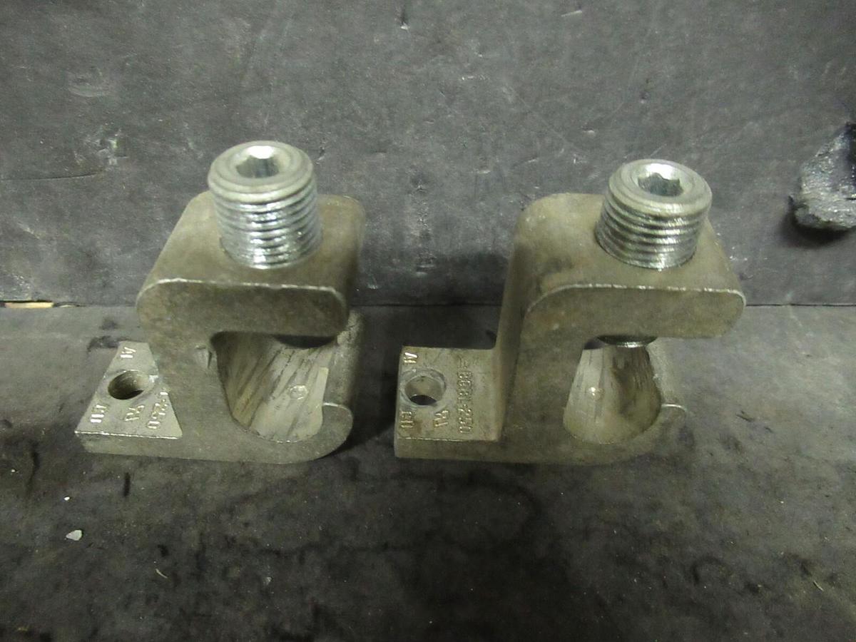 Used (2 QTY) BURNDY BGBL-250 1 BARREL MECHANICAL WIRE CONNECTOR LUG TAP #6 - 250KCMIL