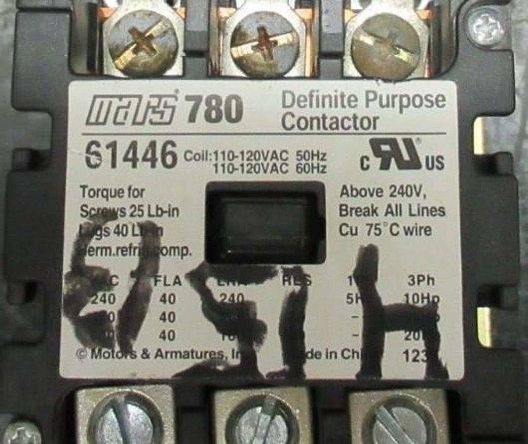 Used MARS 780 STARTER 61446 600V 40A 20HP 3-POLE 3-PHASE COIL: 120V **WARRANTY**