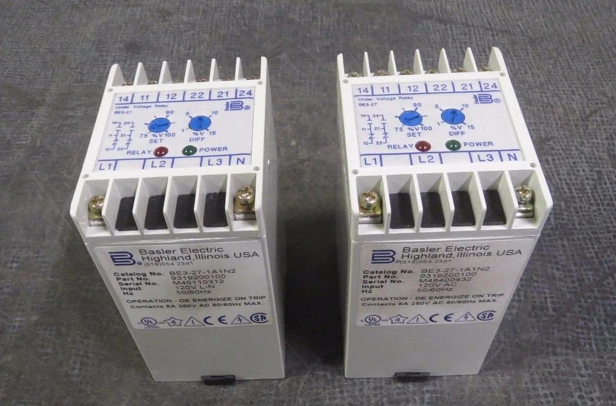 Used (1) BASLER ELECTRIC BE3-27 UNDER VOLTAGE RELAY 120 VAC MODEL: BE3-27-1A1N2