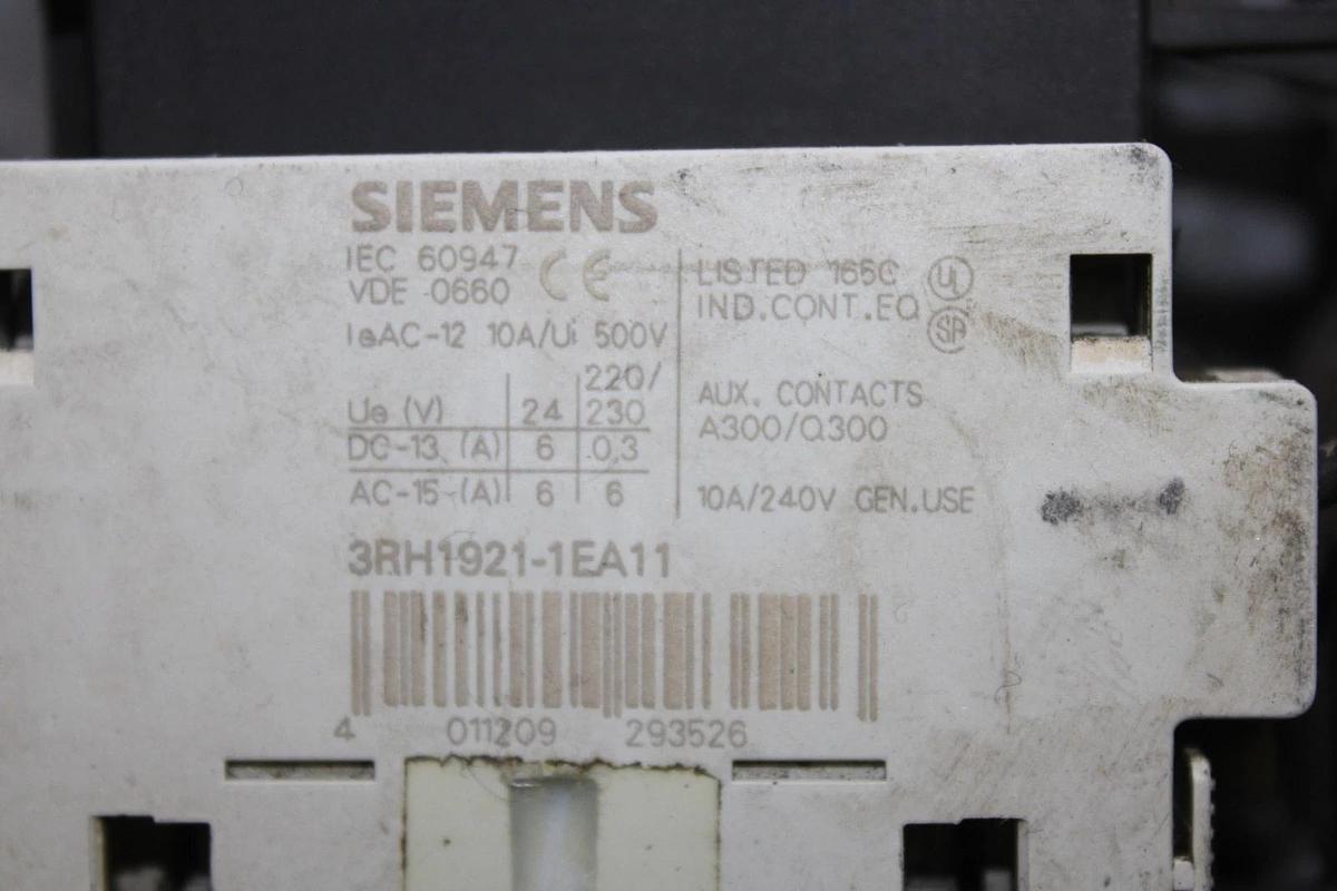 Used SIEMENS SIRIUS STARTER 3RT1024-1A..0 600 VOLT 35 AMP 10 HP W/ 3RU1126-1GB0