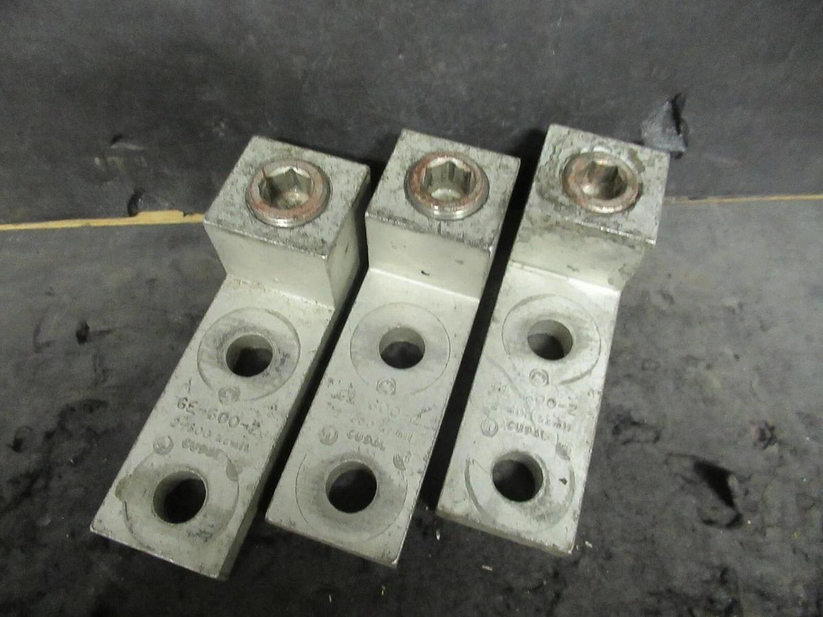 Used (3) QTY GE GE-600-2 1 SINGLE BARREL MECHANICAL CONNECTOR LUGS TAP 600 KCMIL - 2