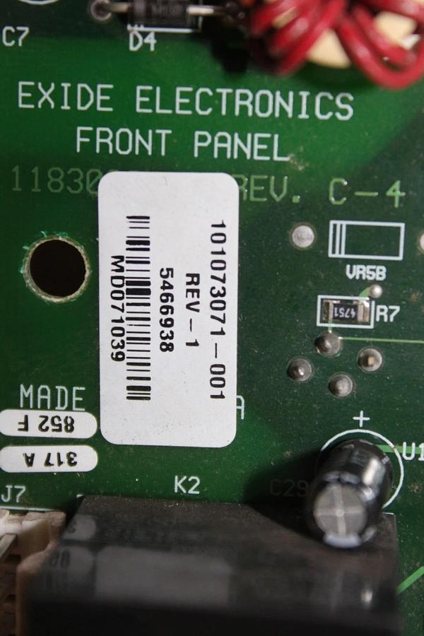 Used EXIDE FRONT PANEL CONTROL CIRCUIT BOARD 101073071-001 REV. 1 *WARRANTY*