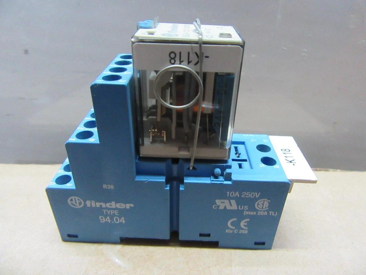 Used LOT OF 4 FINDER RELAY 55.34.9.024.0090 7 AMP 24 VDC W/ 94.04 BASE