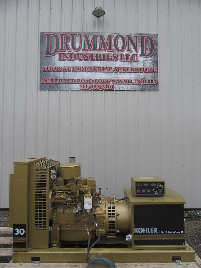 Used 30 KW 33KW DIESEL GENERATOR KOHLER 120/240V CUMMINS 4B 12-LEAD RECONNECTABLE
