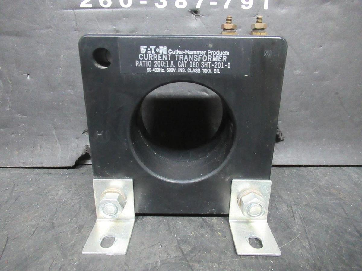 Used EATON CURRENT TRANSFORMER 180-SHT-201-1 50-400 HZ RATIO: 200:1A 600 VOLT 10 KV