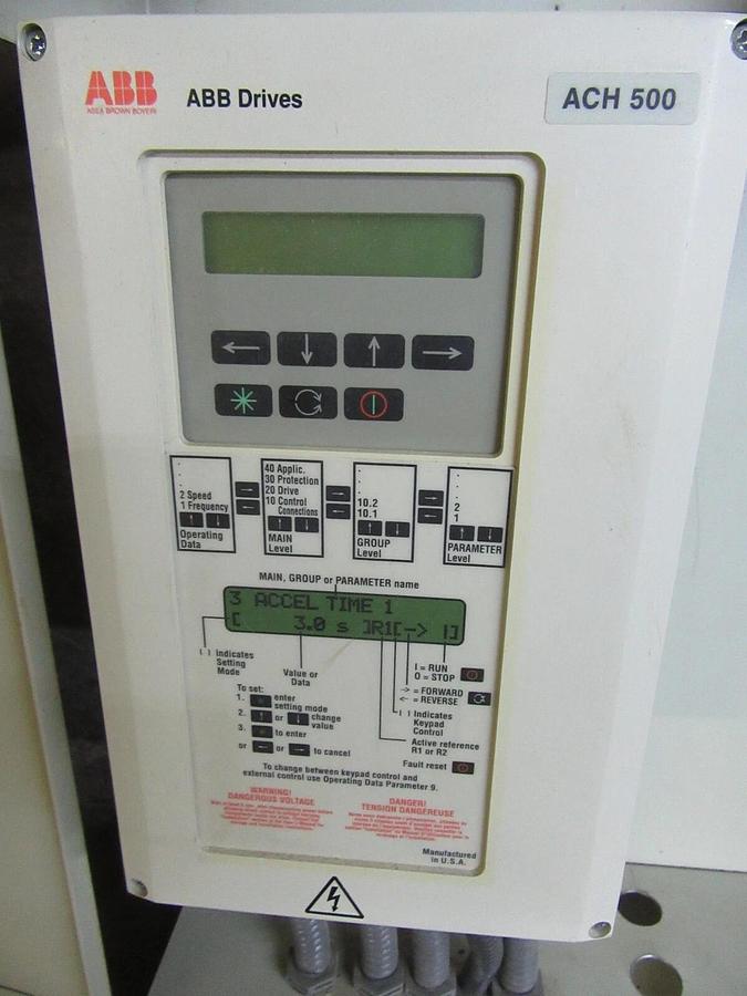 Used ABB VARIABLE SPEED DRIVE H5010074N0P2BAFP00 480 VAC 7.5 HP 3-PHASE ACH-500