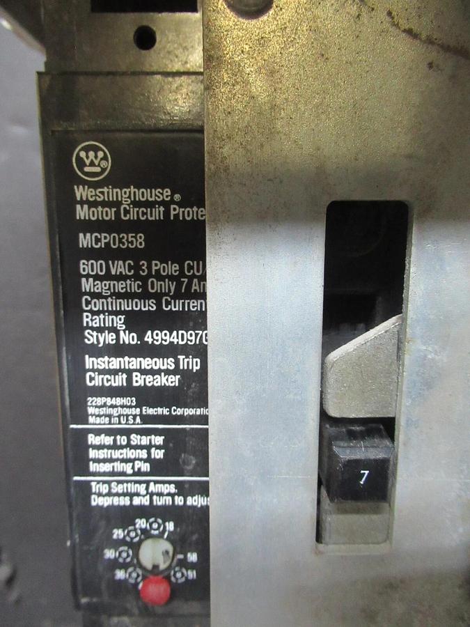 Used CUTLER HAMMER MOTOR STARTER CONTROL 12" W/ A10CN0 NEMA SIZE 1 7 AMP 600 VAC