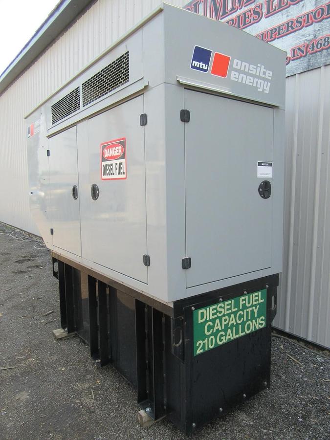 Used 50 KW DIESEL GENERATOR MTU 120/240 V JOHN DEERE SOUND ENCLOSED 338 HRS VIDEO