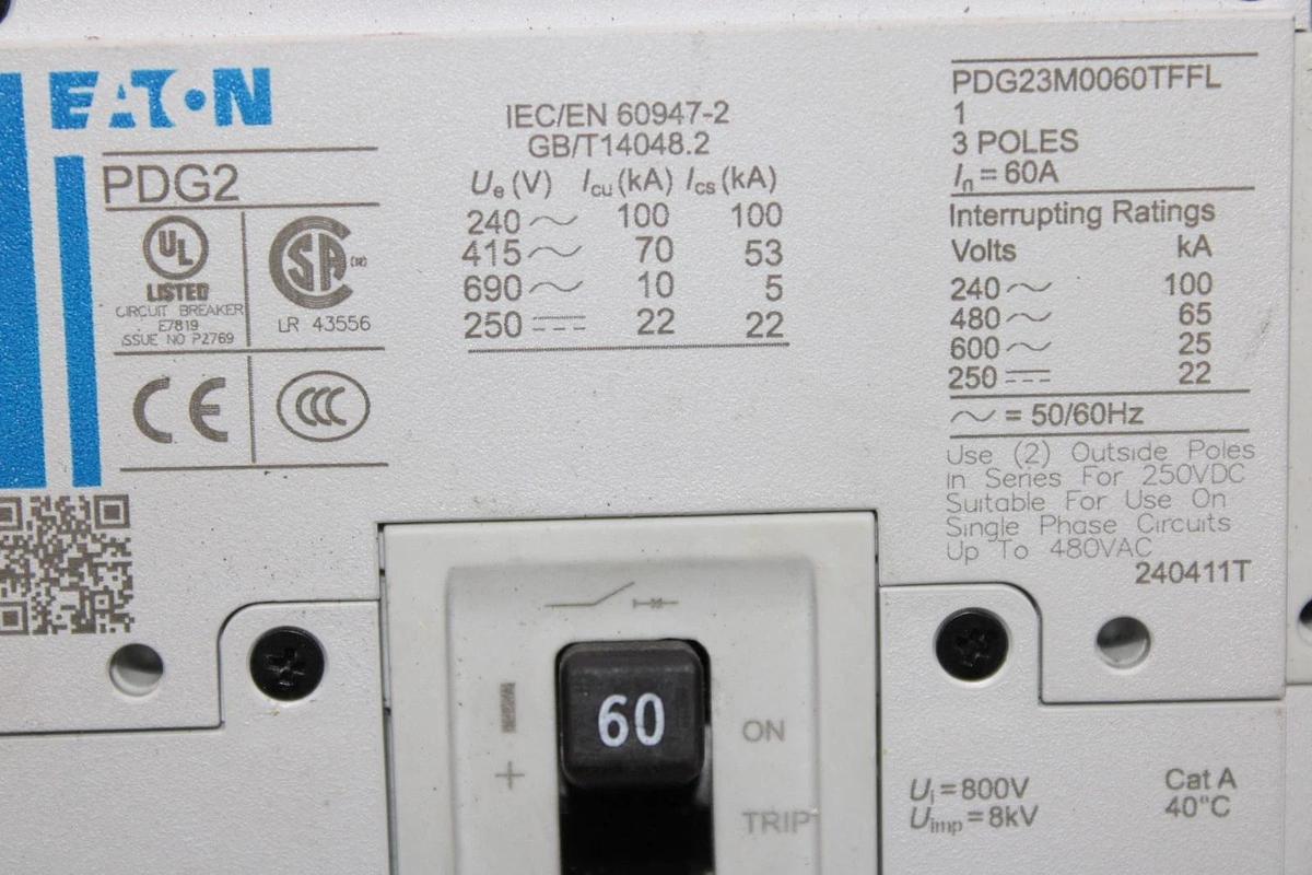 NEW EATON CIRCUIT BREAKER PDG23M0060TFFL 60 AMP 3-POLE 600 VAC *WARRANTY*