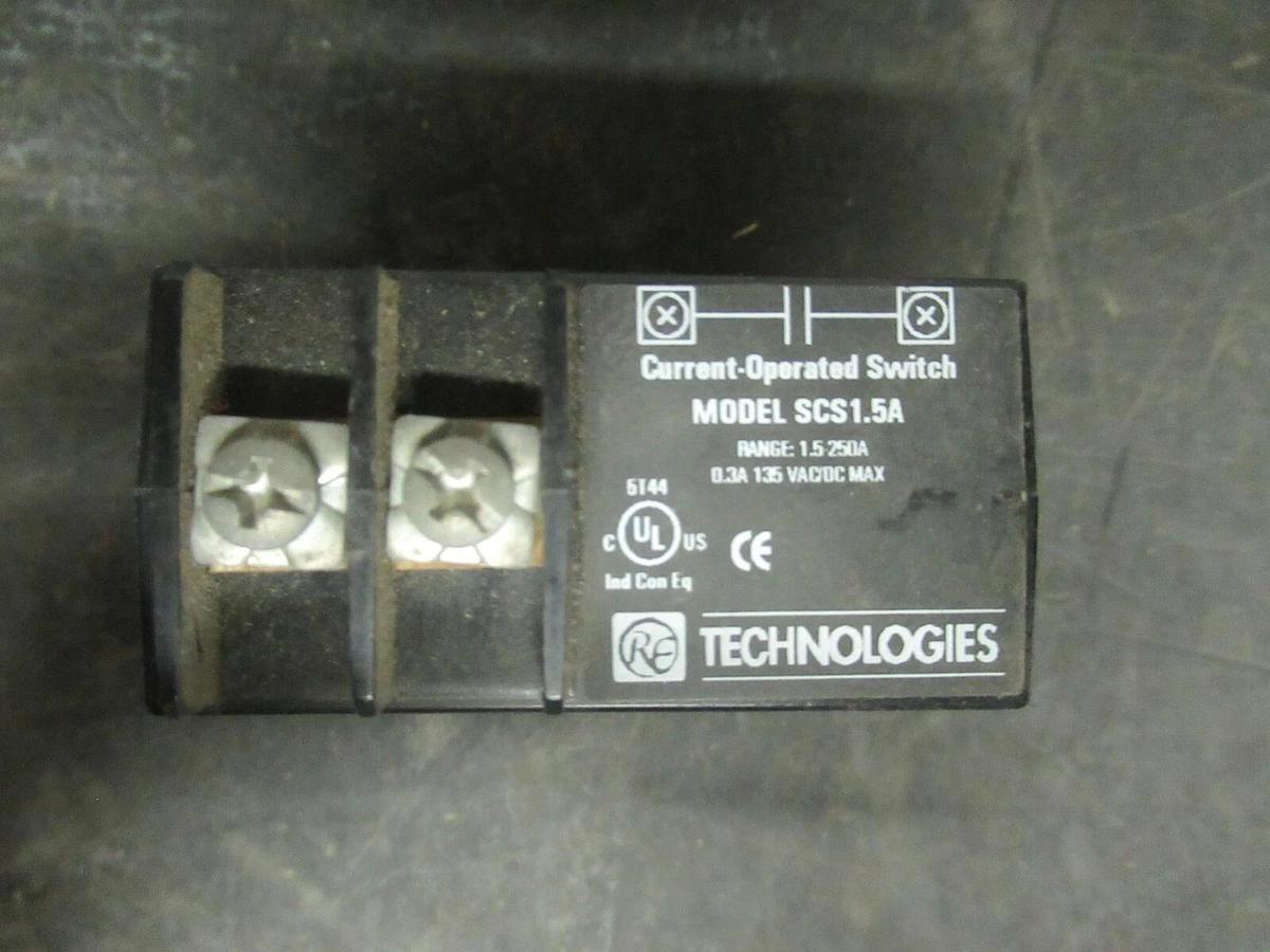 Used RF TECHNOLOGIES CURRENT OPERATED SWITCH SCS1.5A 1.5-250A 0.3A 135VAC/DC