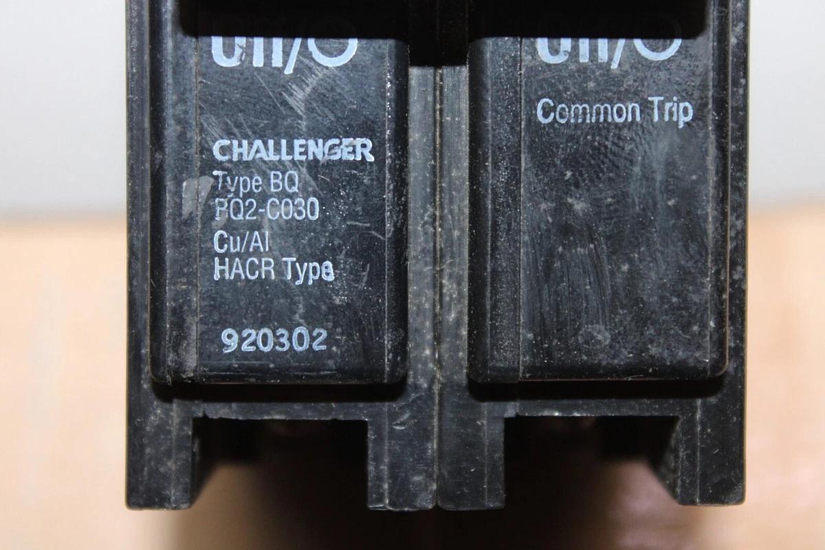 Used CHALLENGER HACR CIRCUIT BREAKER BQ2-C030 2-POLE 30 AMP **WARRANTY**